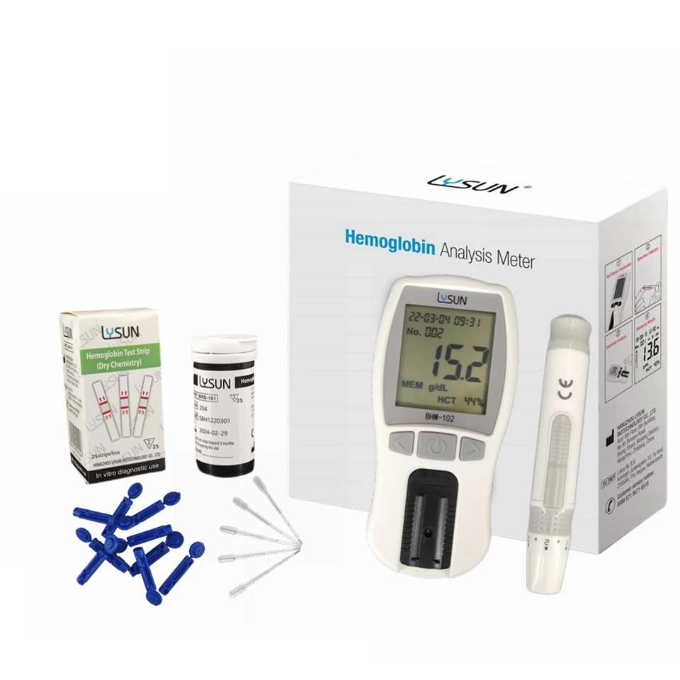 Hb metra blóðrauða prófunarbúnaður Portable Hemoglobin Meter Setti með ræmum
